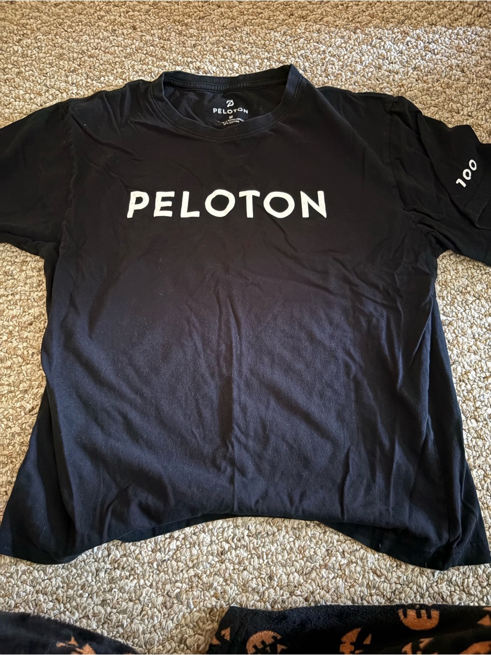 Peloton Black Tee with White Chest Logo